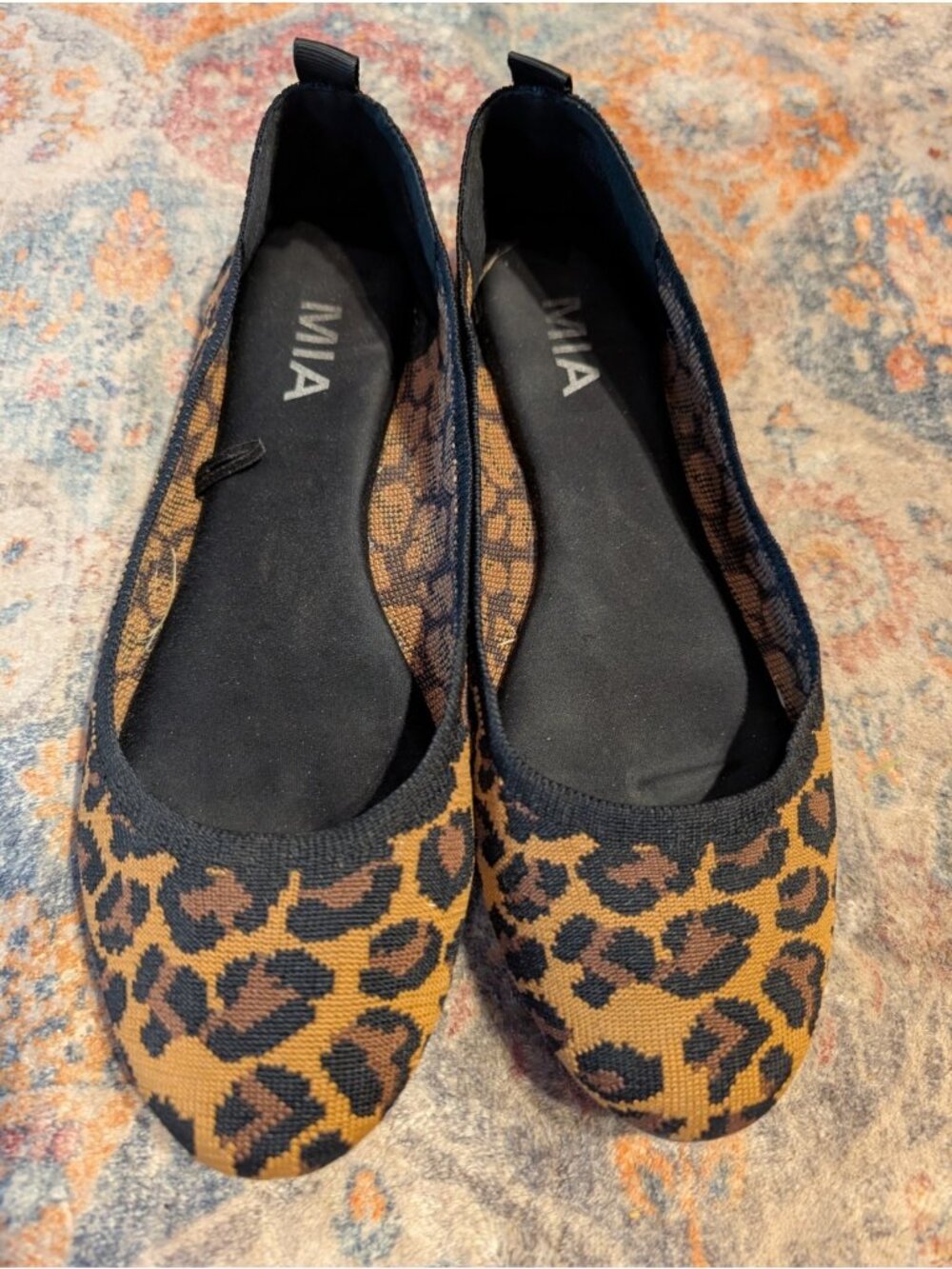 MIA Evanna Size 9 Cheetah Print Rubber Sole Stretch Ballet Flat Loafer Shoe